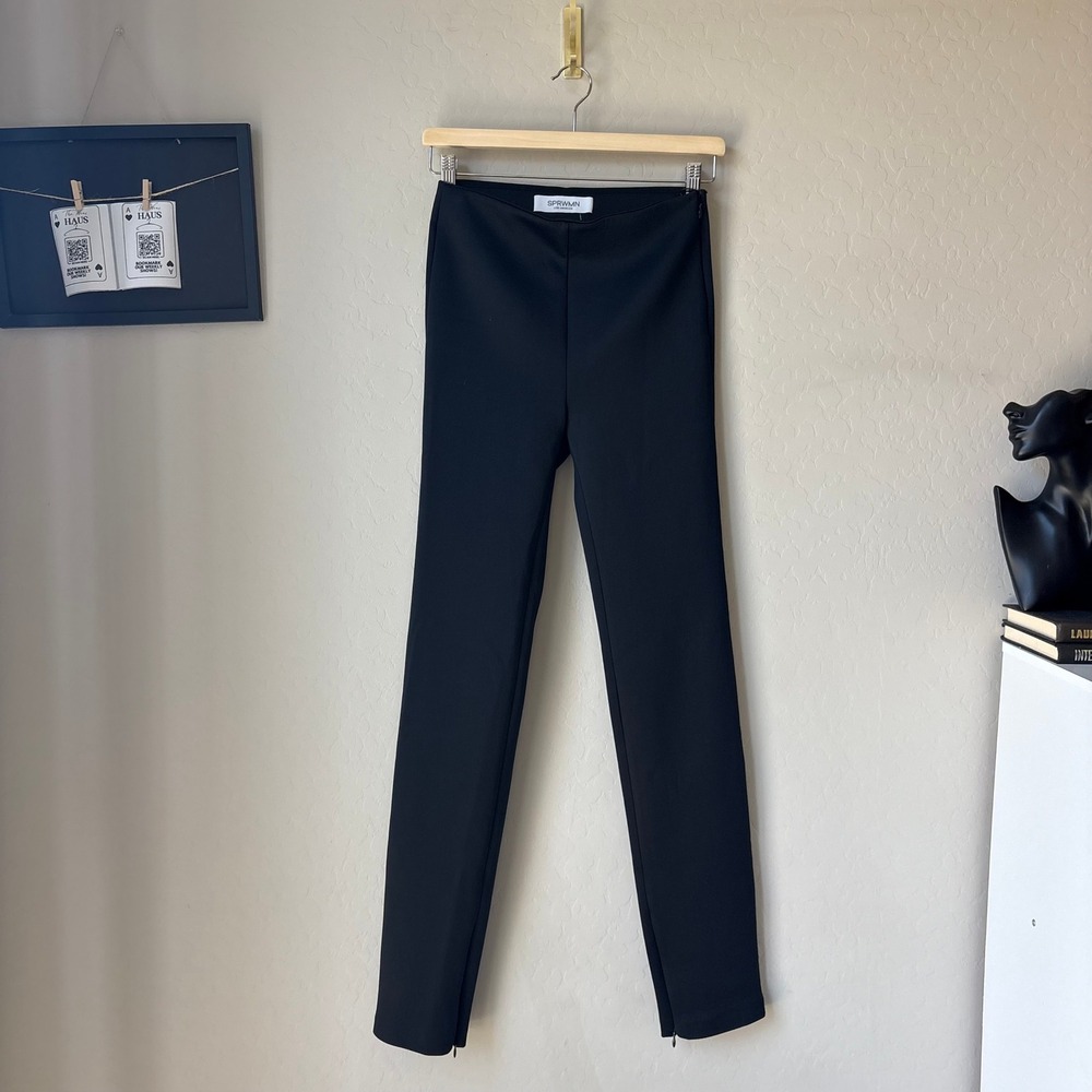 SPRWMN Los Angeles Black‎ High Waisted Side Zip Ankle Zip Leggings Pants Size S